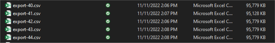 list of exported files up to file 45