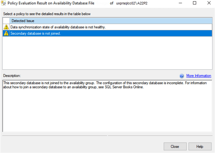 availability group warnings