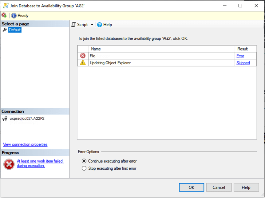 availability group join database