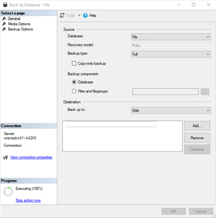 backup database