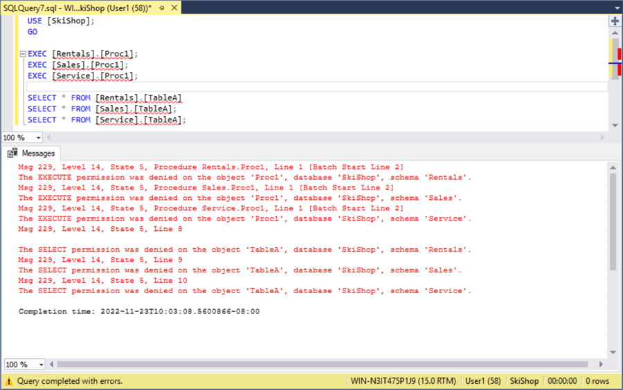 Errors Returned