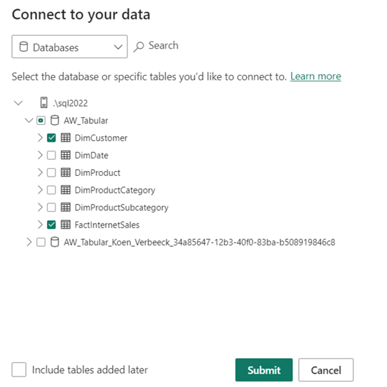 select the table for which you want directquery in the model