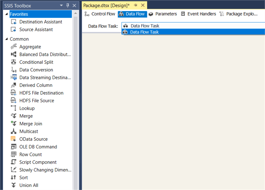 data flow canvas in SSIS