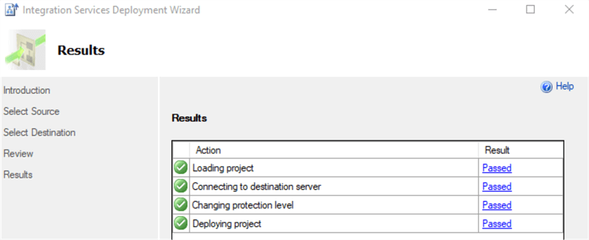 SSIS deployment successful
