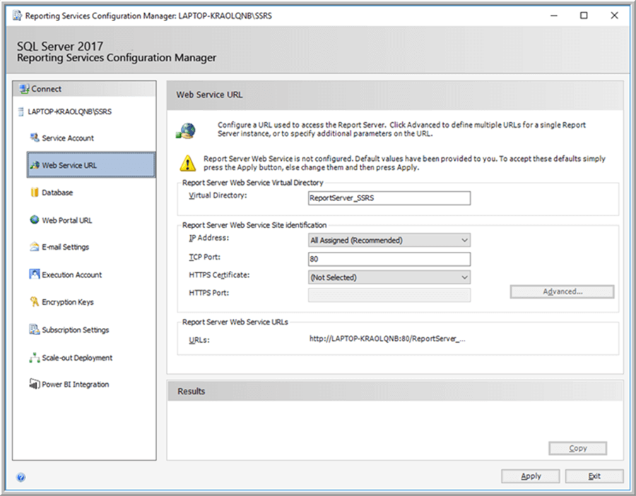 SET SSRS URL - Description: Set SSRS URL