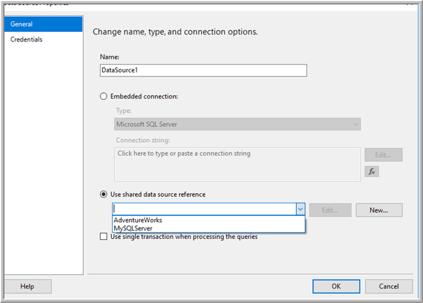Use Shared Data Source - Description: Use Shared Data Source