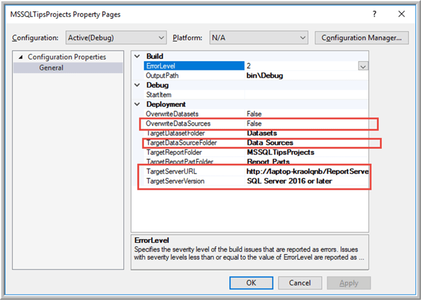 project properties detail - Description: project properties detail