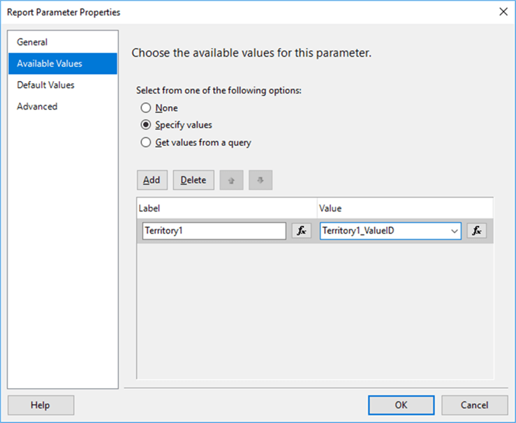available values specific values - Description: available values specify values
