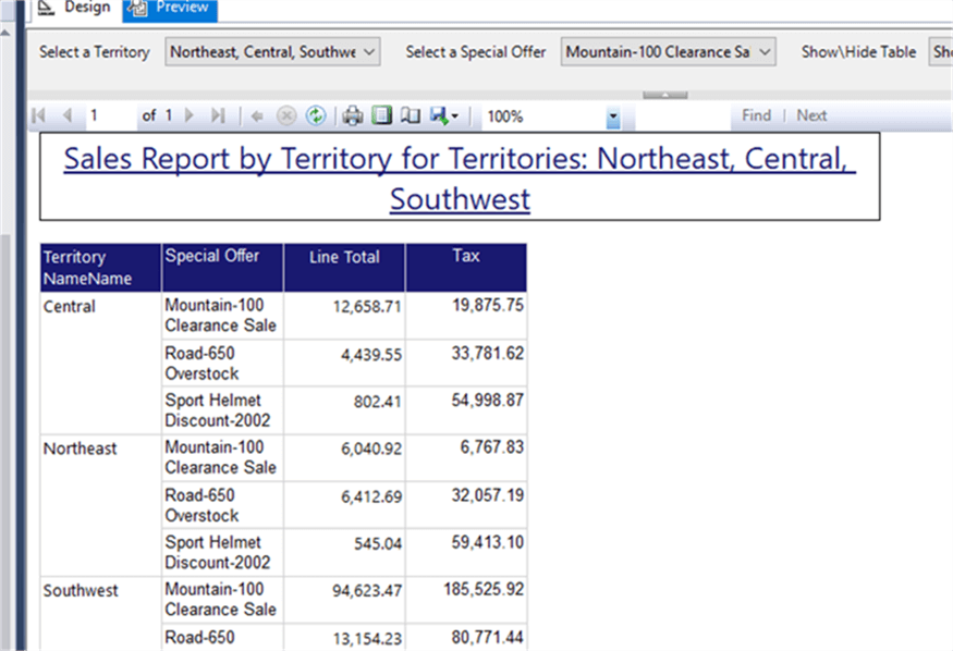 report with paramter filter - Description: report with parameter filter.