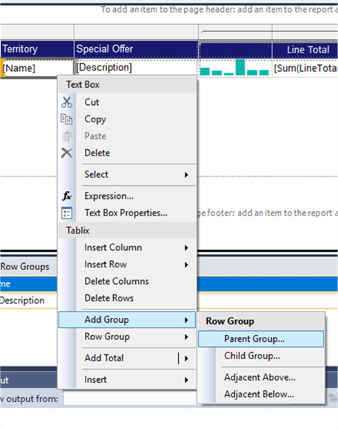 add row group - Description: add row group