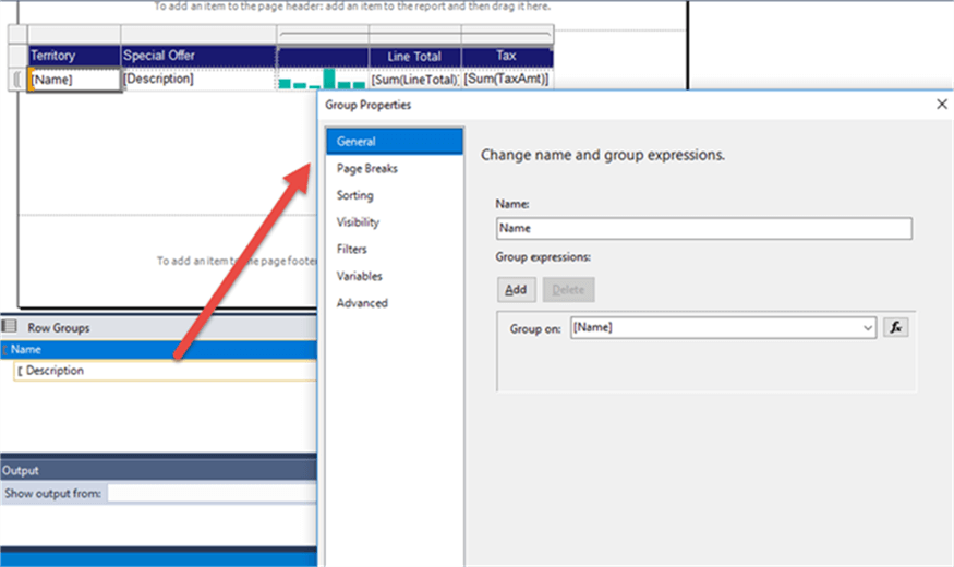 row group properties - Description: row group properties