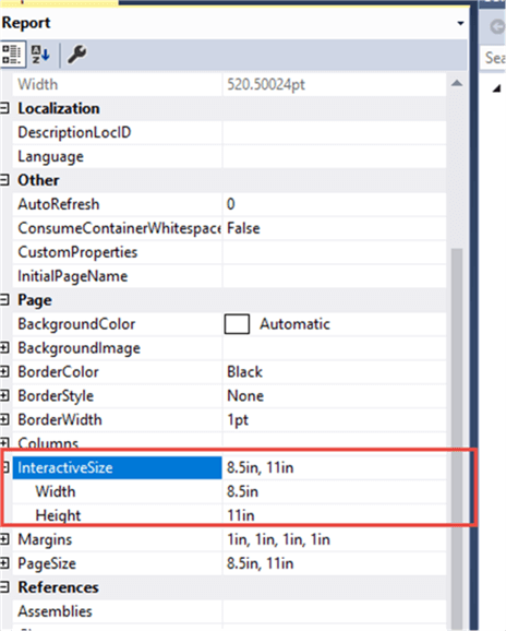 interactive page size - Description: interactive page size