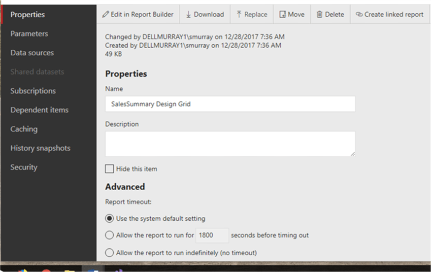 ssrs properties