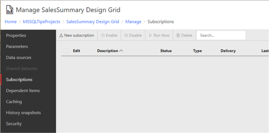 ssrs manage grid