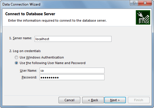 query sql server with excel