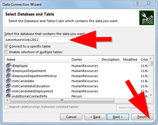 query sql server with excel