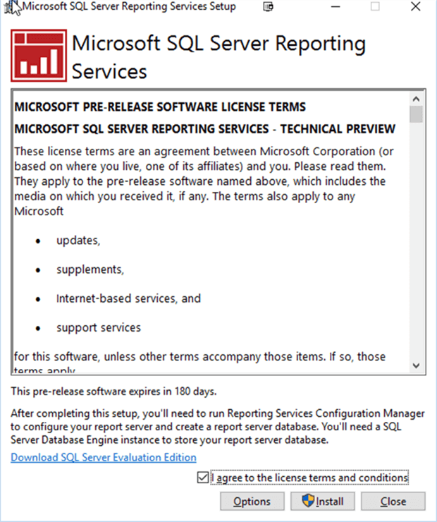 SSRS Standalone - Description: SSRS standalone install screen 1.
