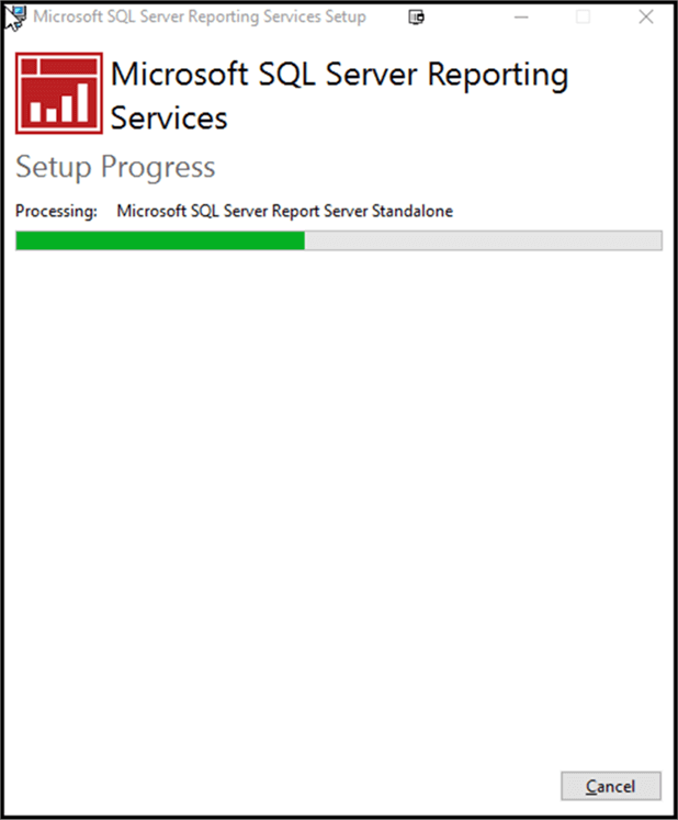 SSRS Standalone Install - Description: Progress screen for SSRS Standalone install