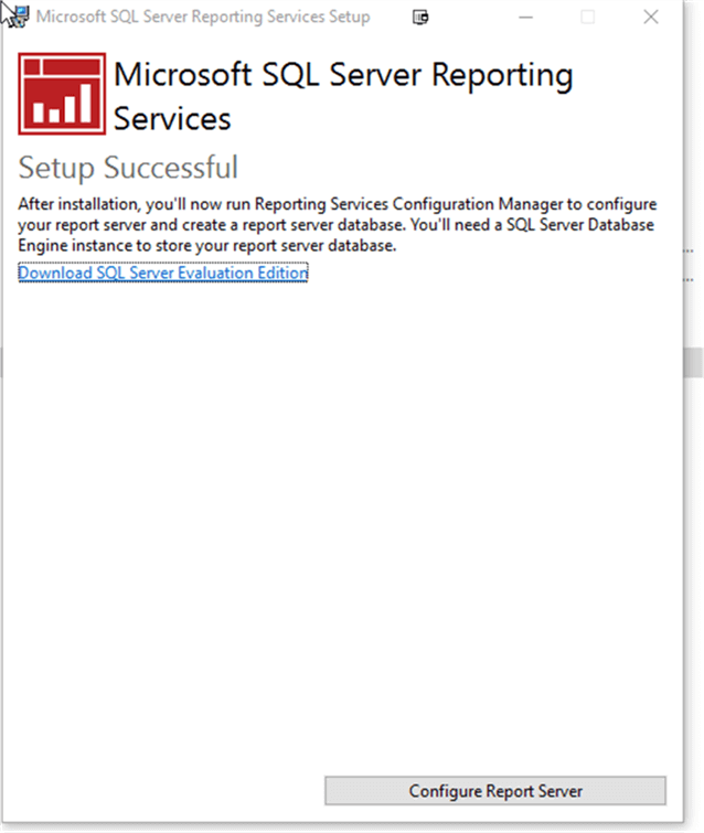 SSRS Standalone Finish - Description: Finish screen for SSRS Standalone.