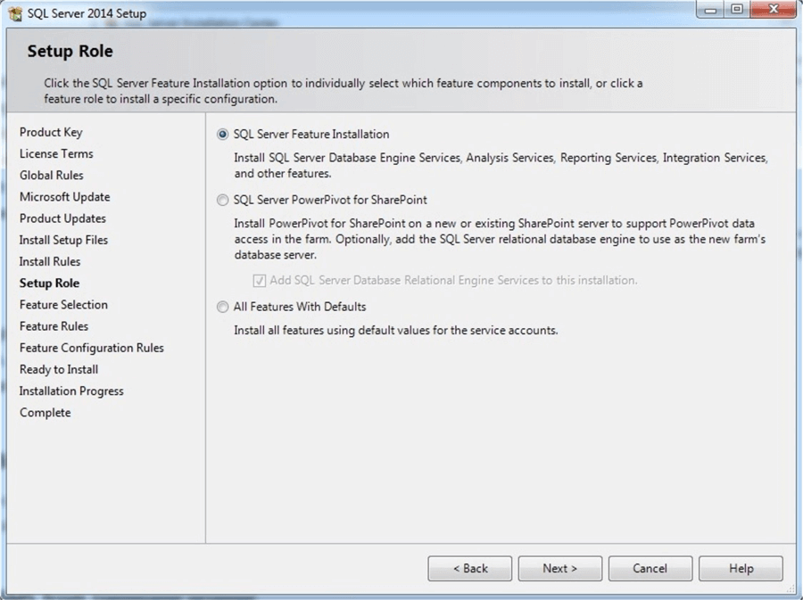 sql server 2014 setup role