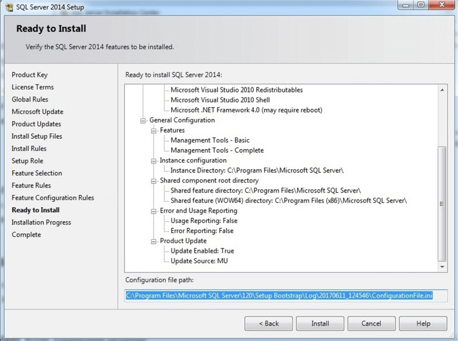sql server ready to install