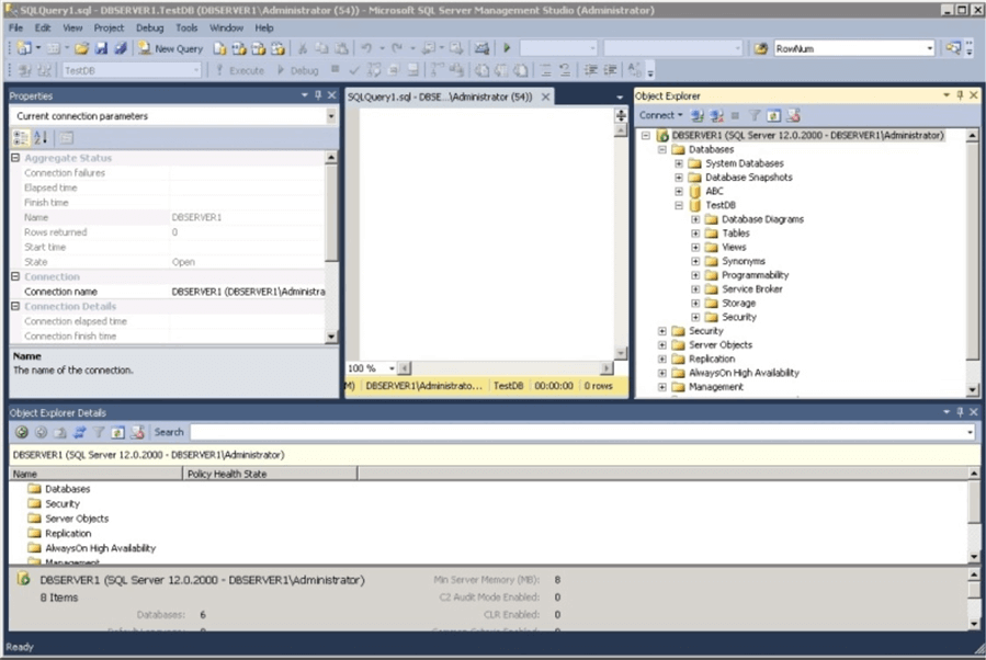 sql query in SQL Server Management Studio