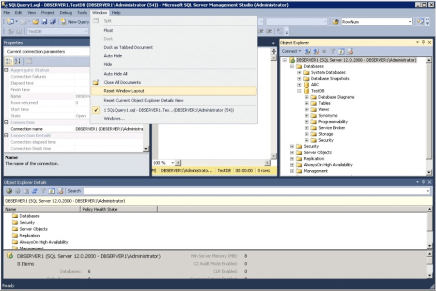 sql query in SQL Server Management Studio