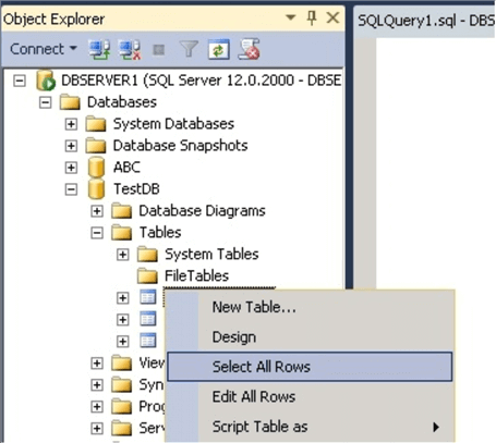 object explorer in SQL Server Management Studio