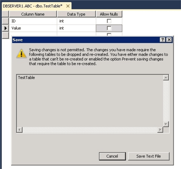 collumn name in SQL Server Management Studio